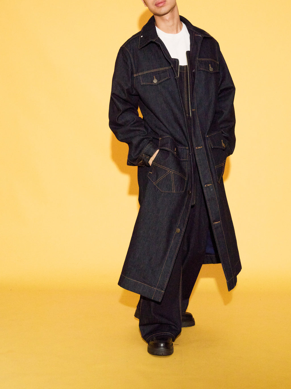 OKIO DENIM LONG LUXURIOUS OVERCOAT