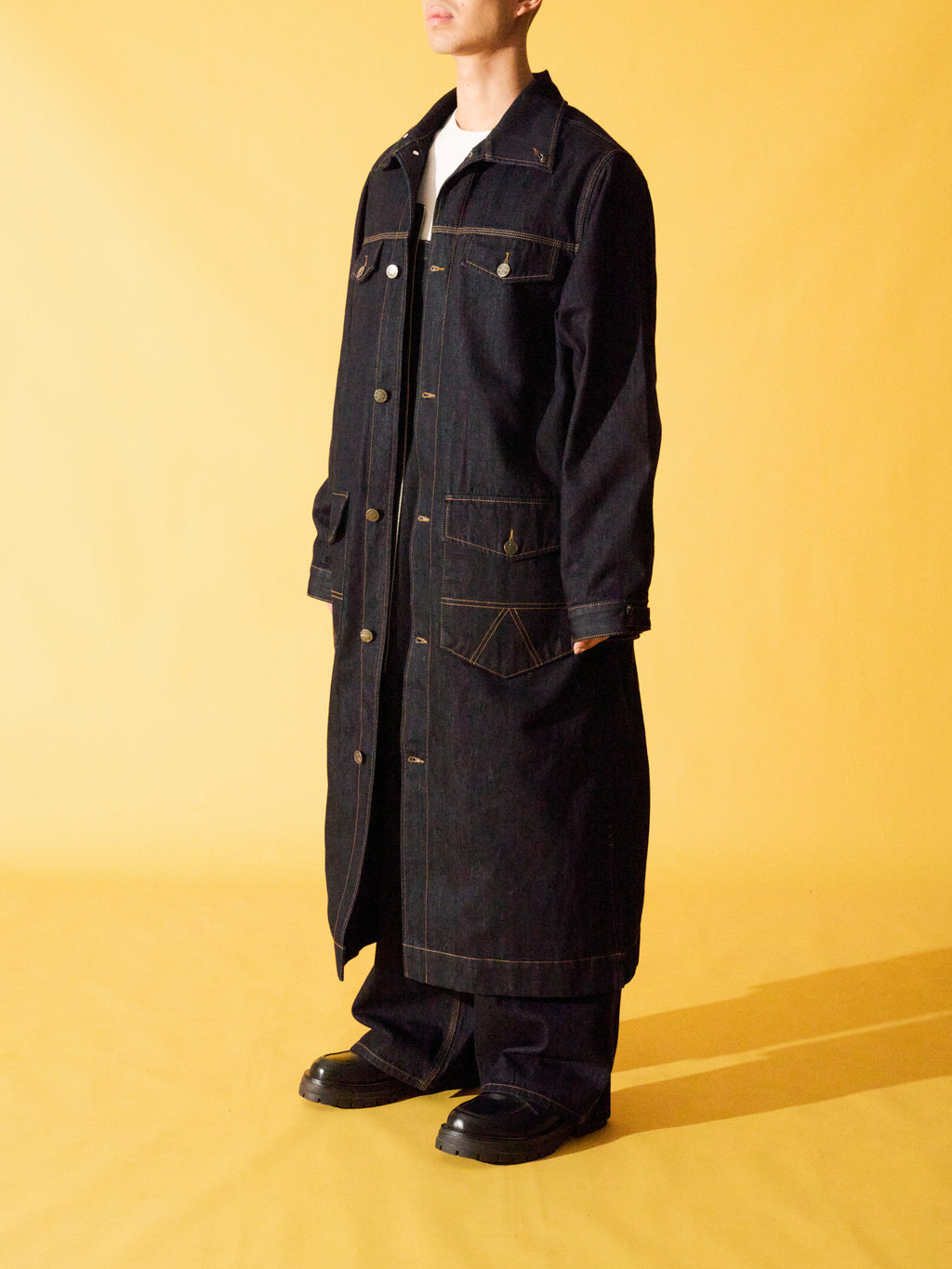 OKIO DENIM LONG OVERCOAT 