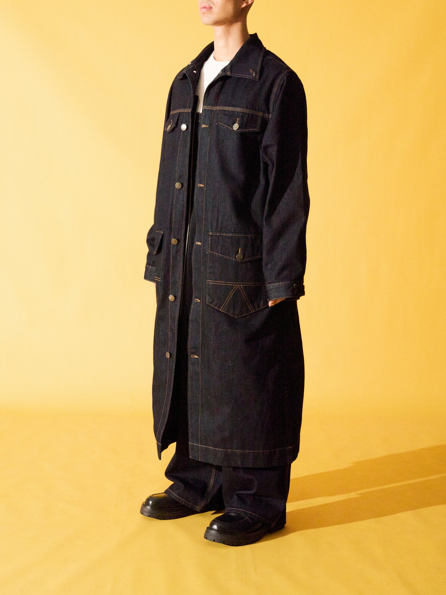 OKIO DENIM LONG OVERCOAT 