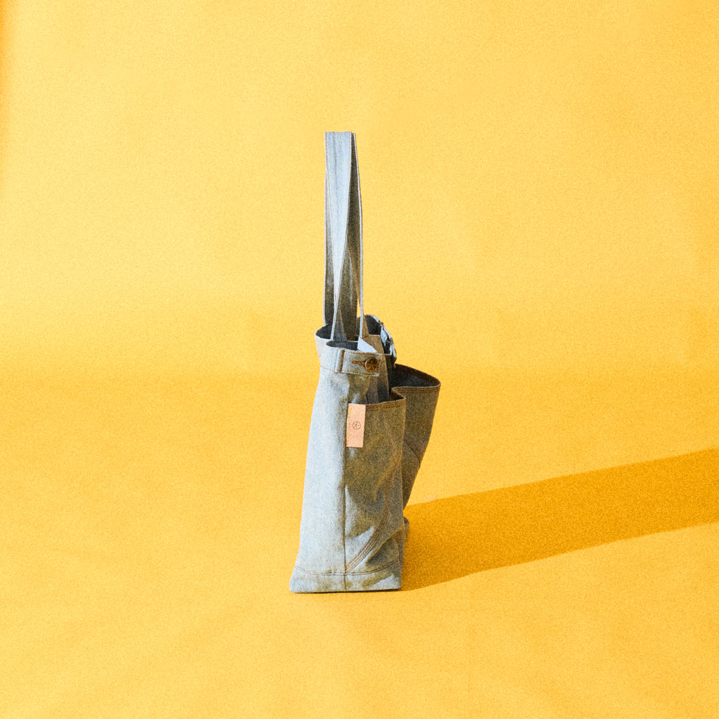 OKIO DENIM LUXURY LIGHT STONEWASH TOTE 