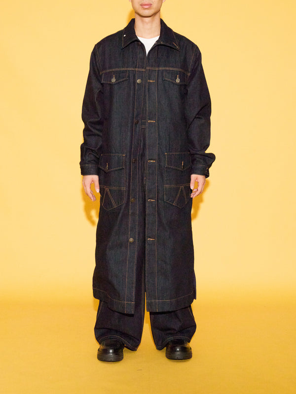 OKIO DENIM LUXURY LONG OVERCOAT