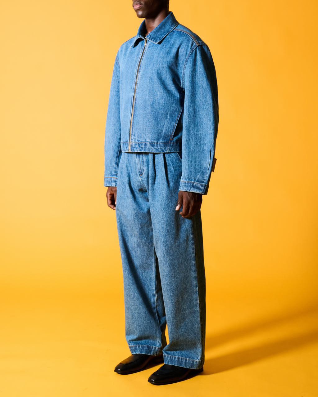 OKIO DENIM THE LINH DENIM CROPPED JACKET