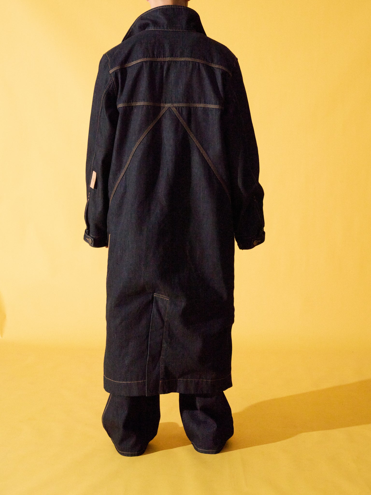 OKIO LUXURY DENIM LONG OVERCOAT
