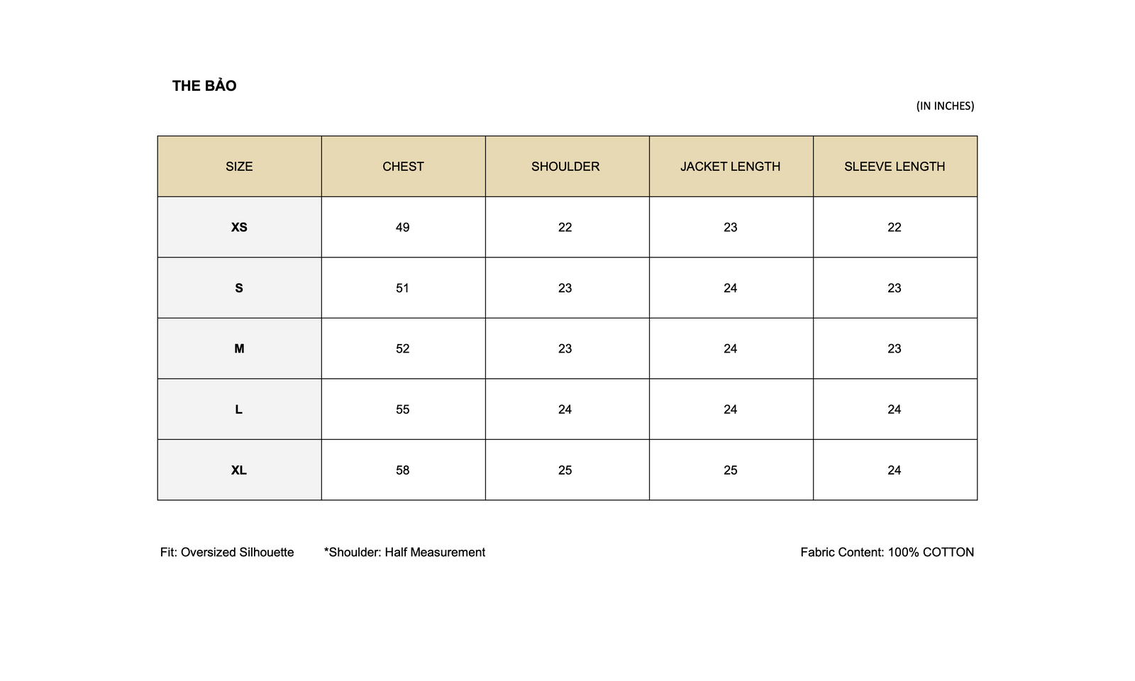 SIZE CHART