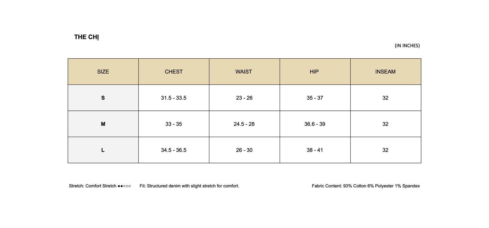 SIZE CHART