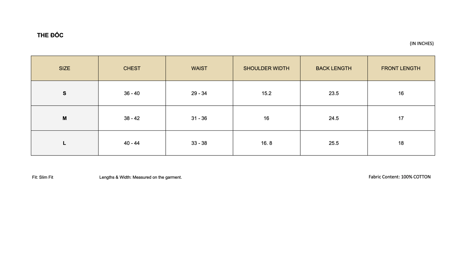 SIZE CHART