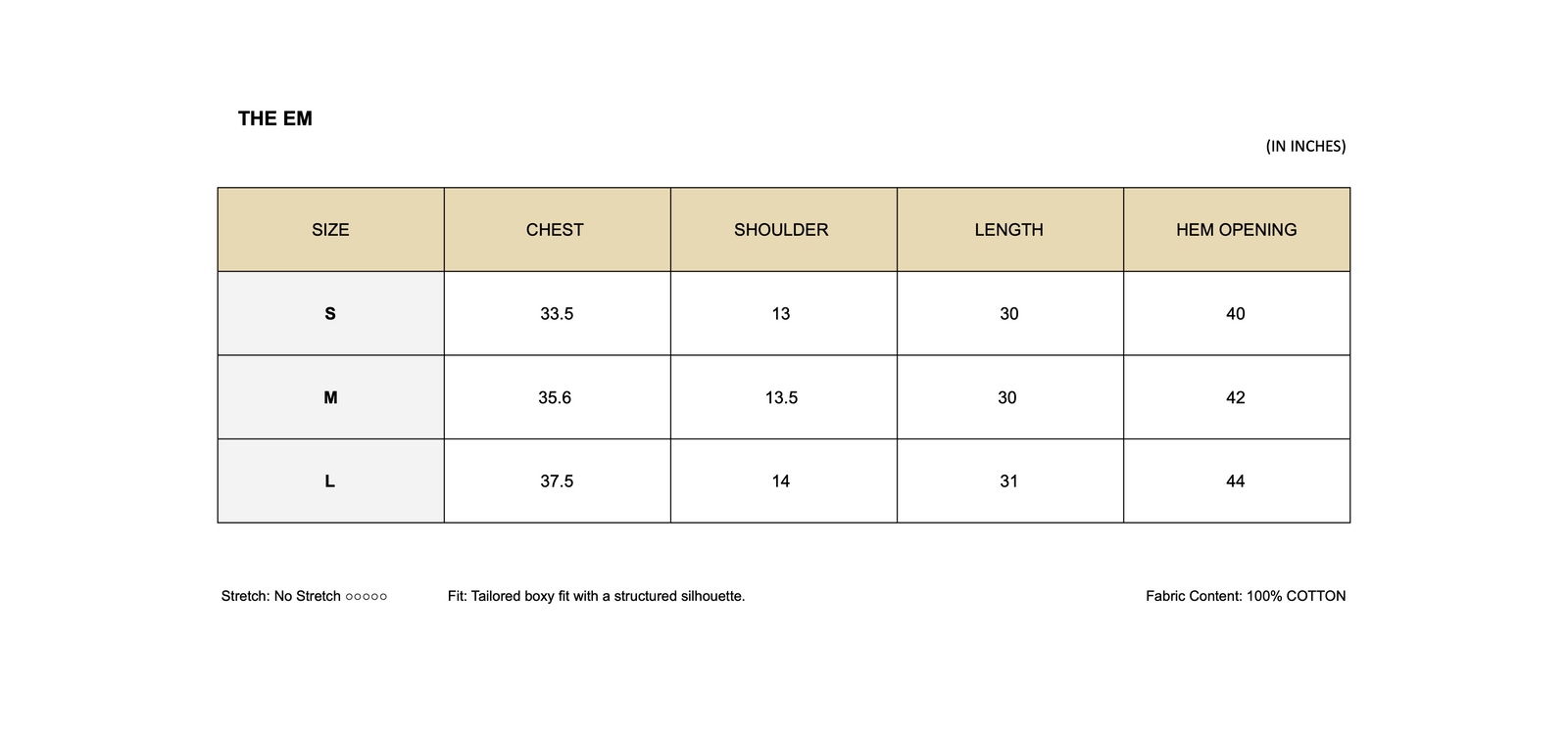 SIZE CHART