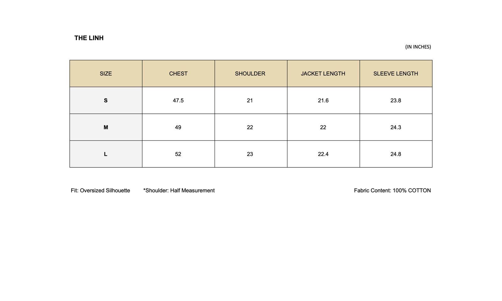 SIZE CHART