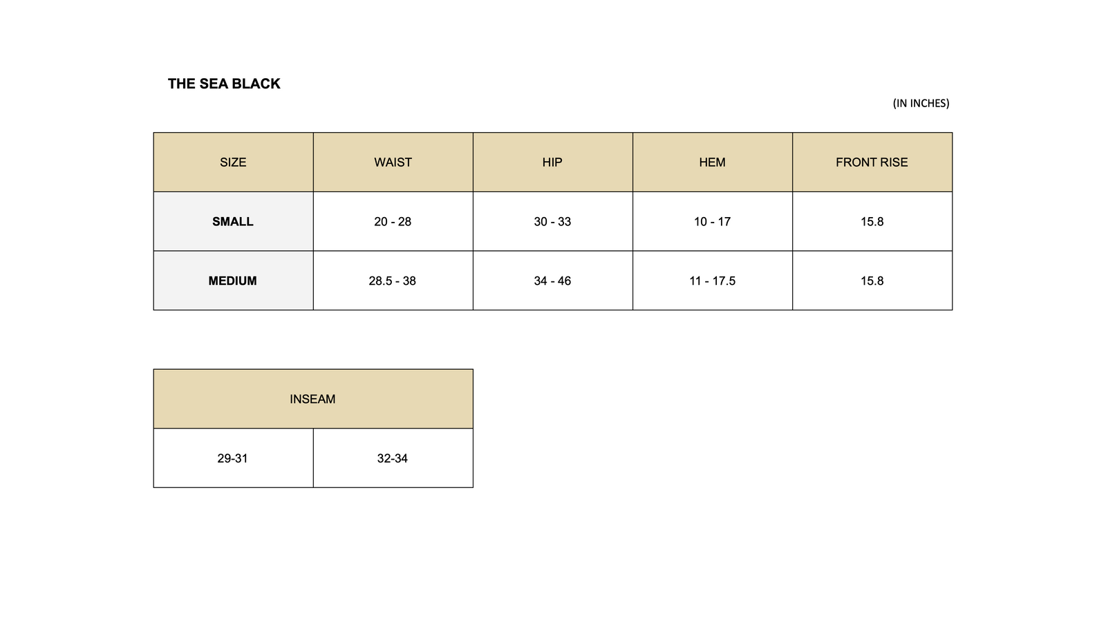 SIZE CHART