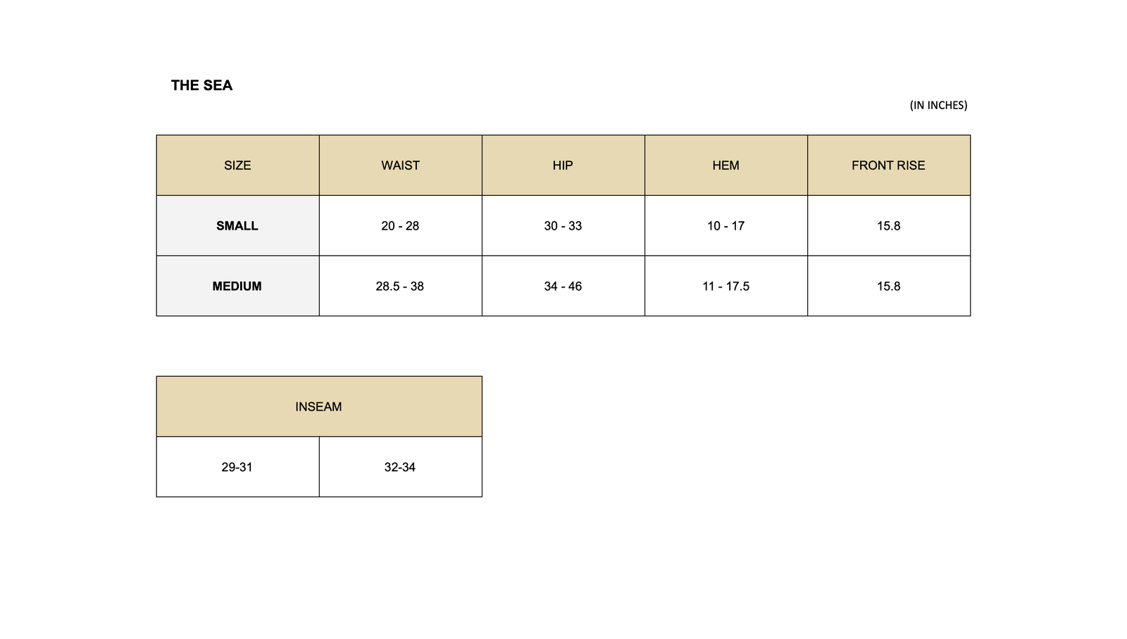 SIZE CHART