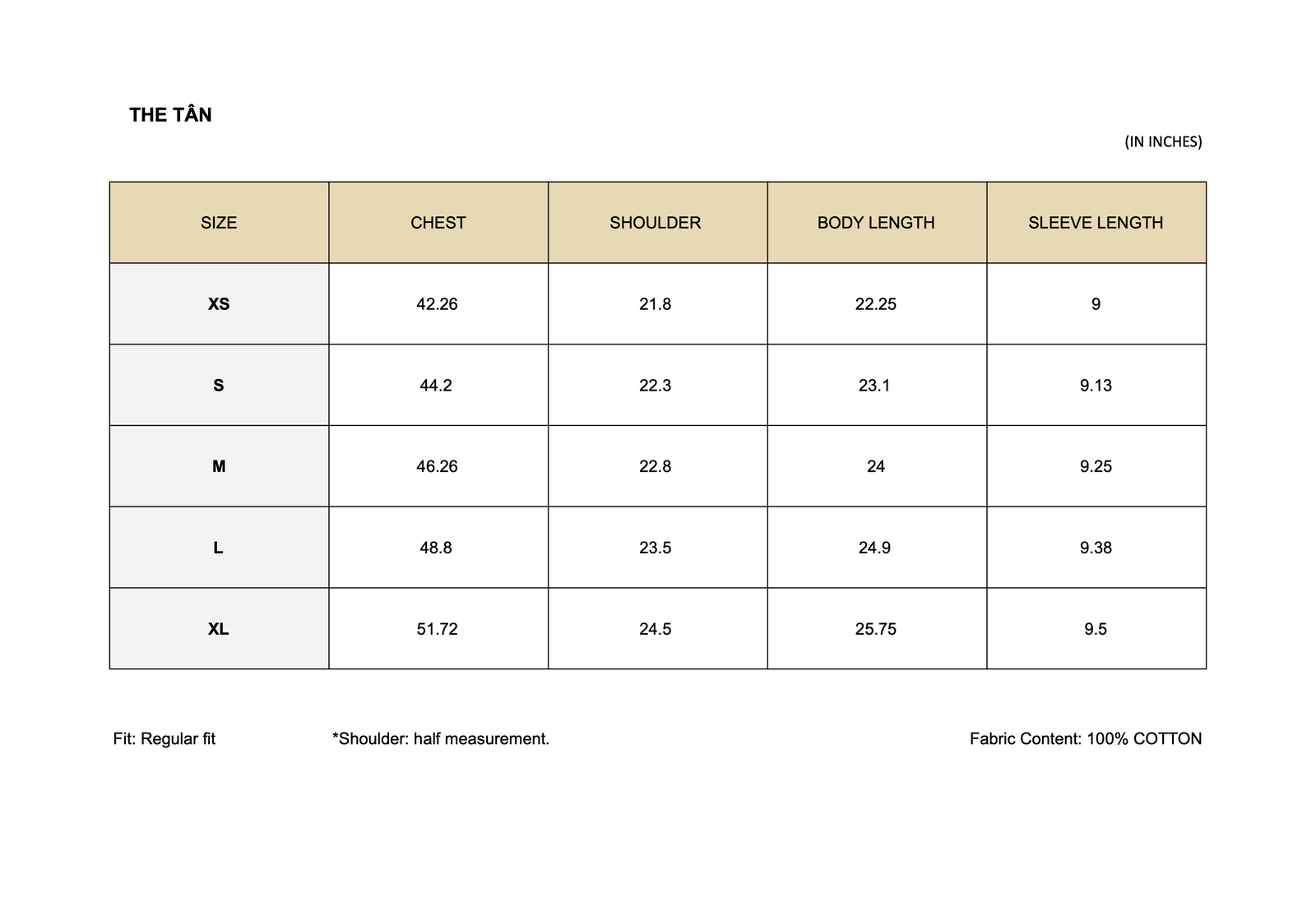 SIZE CHART